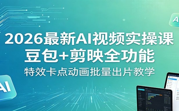 2026最新AI视频实操课：豆包+剪映全功能，特效卡点动画批量出片教学