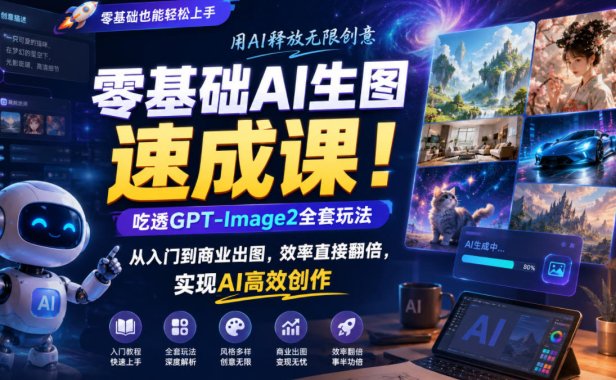 零基础AI生图速成课！吃透GPT-Image2全套玩法，从入门到商业出图，效率直接翻倍，实现AI高效创作
