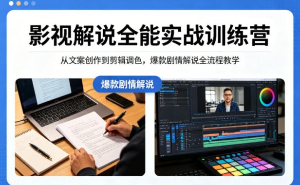 影视解说全能实战训练营:从文案创作到剪辑调色,爆款剧情解说全流程教学