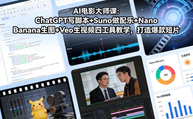 AI电影大师课:ChatGPT写脚本+Suno做配乐+Nano Banana生图+Veo生视频,打造爆款短片