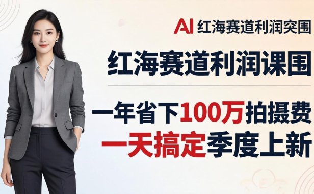 服装老板AI模特图课：一年省下100万拍摄费，一天搞定季度上新，红海赛道利润突围