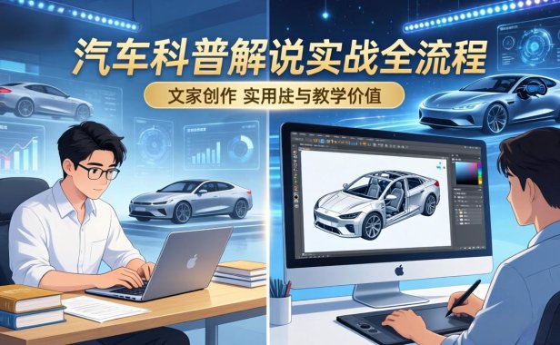抖音汽车科普解说实战：文案+动画+画面处理+去水印全流程，打造专业汽车科普视频