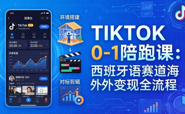 TIKTOK 0-1 陪跑课：从环境搭建到刷对标剪辑，西班牙语赛道海外变现全流程