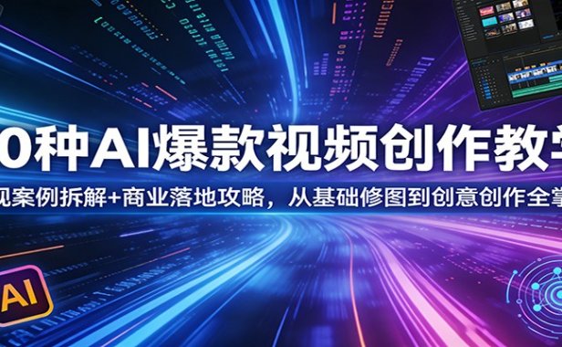 50种AI爆款视频创作教学:影视案例拆解+商业落地攻略,从基础修图到创意创作全掌握