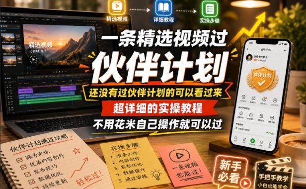 一条精选视频过伙伴计划,还没有过伙伴计划的可以看过来,超详细的实操教程,不用花米自己操作就可以过