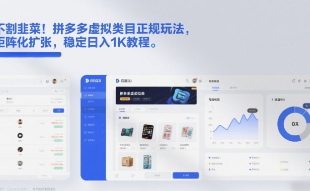 不割韭菜！拼多多虚拟类目正规玩法，矩阵化扩张，稳定日入1K教程【揭秘】