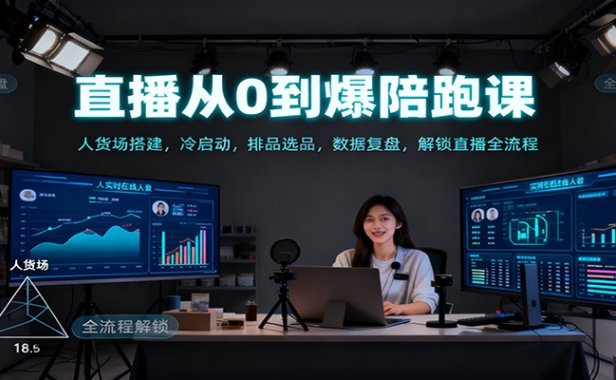 直播从0到爆陪跑课:人货场搭建,冷启动,排品选品,数据复盘,解锁直播全流程