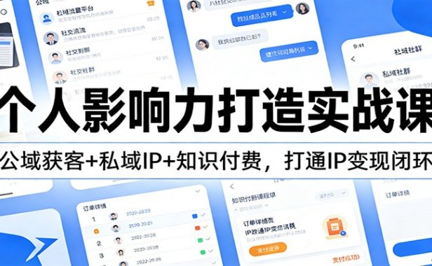 个人影响力打造实战课:公域获客+私域IP+知识付费,打通IP变现闭环