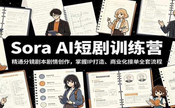 Sora AI短剧训练营:精通分镜剧本剧情创作,掌握IP打造、商业化接单全套流程