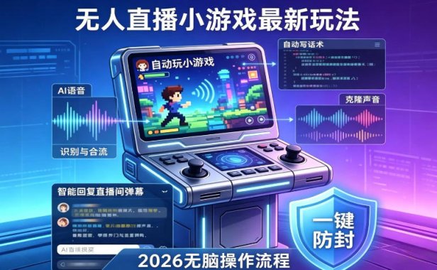 2026年AI无人直播小游戏全流程，不违规不封号，开启创业副业增收之路，小白月入1w+【揭秘】