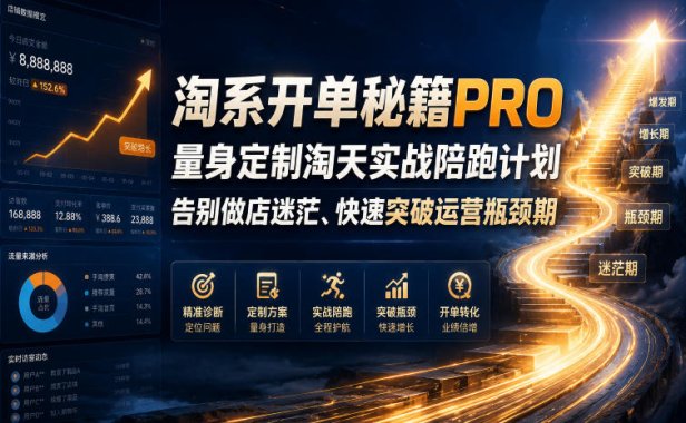 淘系开单秘籍PRO，量身定制淘天实战陪跑计划，告别做店迷茫、快速突破运营瓶颈期(2026年6月11)