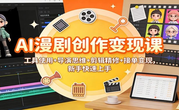 AI漫剧创作变现课：工具使用+导演思维+剪辑精修+接单变现，新手快速上手