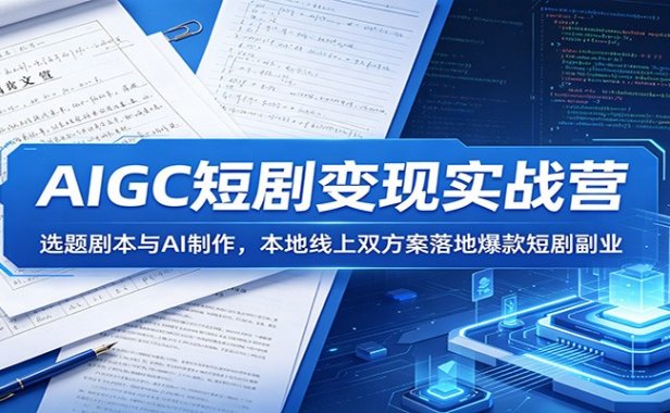 AIGC短剧变现实战营:选题剧本与AI制作,本地线上双方案落地爆款短剧副业
