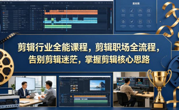 剪辑行业全能课程，剪辑职场全流程，告别剪辑迷茫，掌握剪辑核心思路