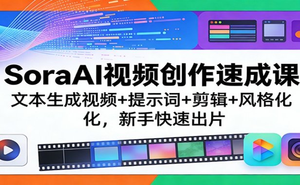 SoraAI视频创作速成课：文本生成视频+提示词+剪辑+风格化，新手快速出片