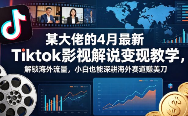 某大佬的4月最新Tiktok影视解说变现教学，解锁海外流量，小白也能深耕海外赛道賺美刀