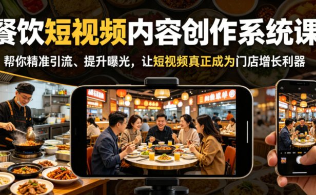 餐饮短视频内容创作系统课,帮你精准引流、提升曝光,让短视频真正成为门店增长利器