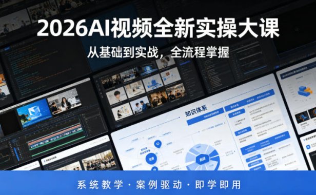 2026AI视频全新实操大课，从基础到实战，全流程掌握，系统教学·案例驱动·即学即用
