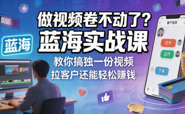 做视频卷不动了？蓝海实战课教你搞独一份视频，拉客户还能轻松賺钱！【原创双语字幕】