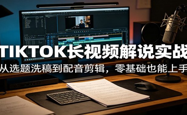 TIKTOK长视频解说实战:从选题洗稿到配音剪辑,零基础也能上手