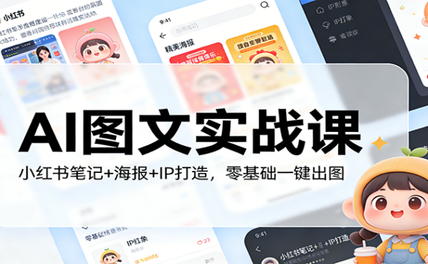 AI图文实战课：小红书笔记+海报+IP打造，零基础一键出图