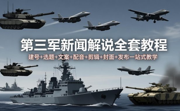 第三军迷新闻解说全套教程：建号+选题+文案+配音+剪辑+封面+发布一站式教学