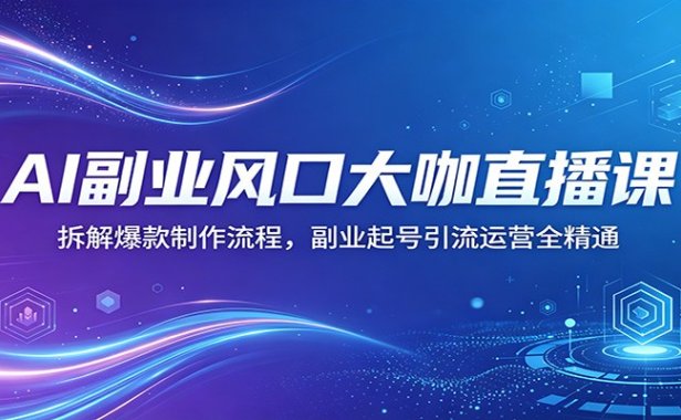 AI副业风口大咖直播课：拆解爆款制作流程，副业起号引流运营全精通