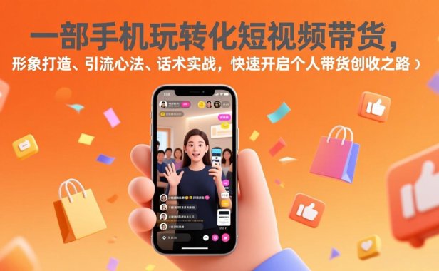 一部手机玩转化短视频带货,形象打造、引流心法、话术实战,快速开启个人带货创收之路