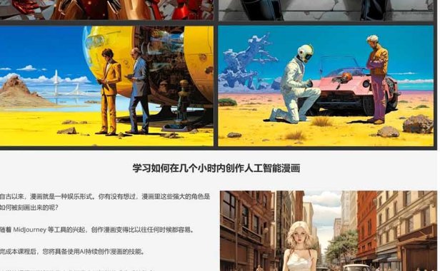 Midjourney AI漫画创作课，脚本构思、人物设计、排版合成，零基础创作完整漫画或系列插画