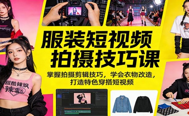 服装短视频拍摄技巧课：掌握拍摄剪辑技巧，学会衣物改造，打造特色穿搭短视频
