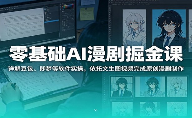零基础AI漫剧掘金课:详解豆包、即梦等软件实操,依托文生图视频完成原创漫剧制作