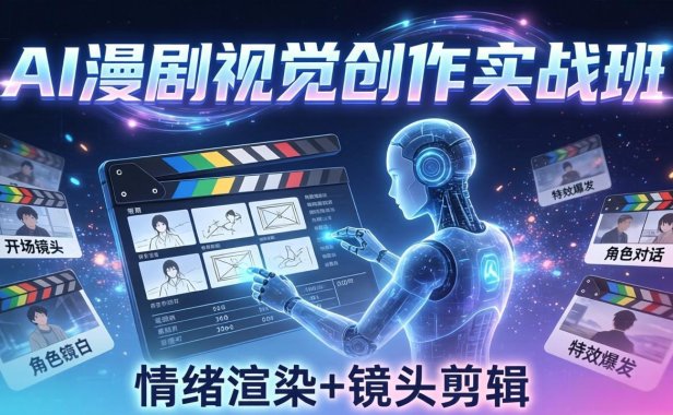 AI漫剧视觉导演思维实战班，从脚本到成片全掌握，分镜设计情绪渲染一站学会