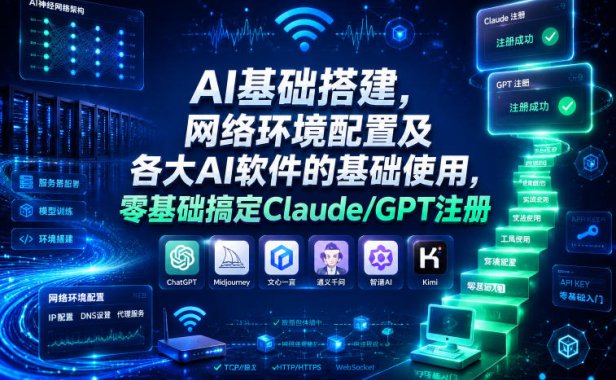 AI基础搭建，网络环境配置及各大AI软件的基础使用，零基础搞定Claude/GPT注册