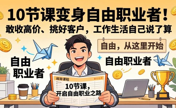 10 节课变身自由职业者！敢收高价、挑好客户，工作生活自己说了算
