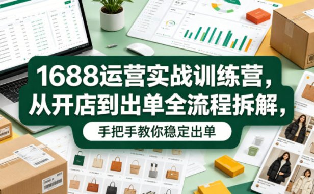 1688运营实战训练营,从开店到出单全流程拆解,手把手教你稳定出单