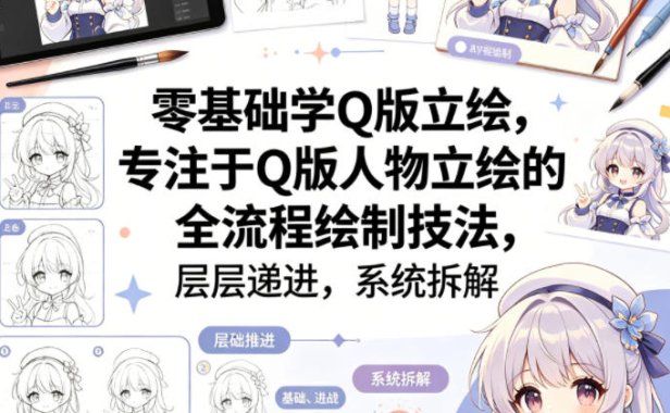 零基础学Q版立绘，专注于Q版人物立绘的全流程绘制技法，层层递进，系统拆解