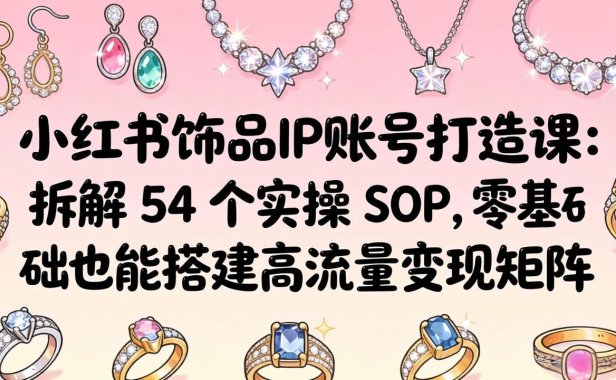 小红书饰品IP账号打造课：拆解 54 个实操 SOP，零基础也能搭建高流量变现矩阵