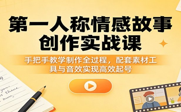 第一人称情感故事创作实战课：手把手教学制作全过程，配套素材工具与音效实现高效起号