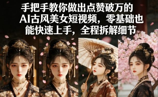 手把手教你做出点赞破万的AI古风美女短视频,零基础也能快速上手,全程拆解细节