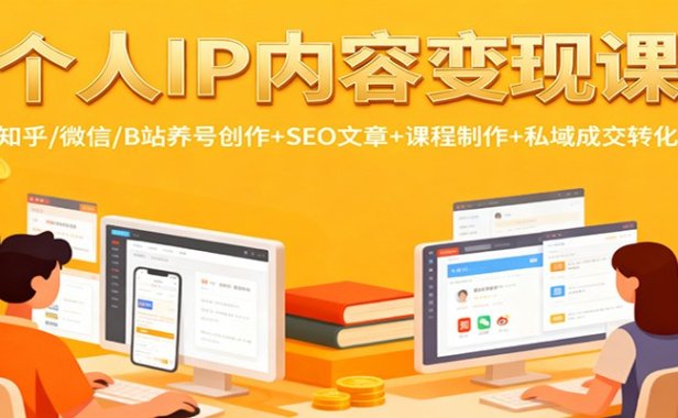 个人IP内容变现课:知乎/微信/B站养号创作+SEO文章+课程制作+私域成交转化