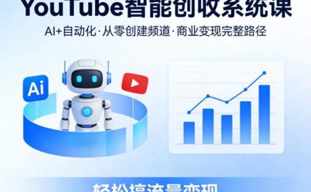 YouTube智能创收系统课,AI+自动化,从零创建YouTube频道并实现商业变现的完整路径,轻松搞流量变现