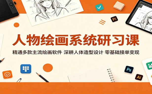 人物绘画系统研习课：精通多款主流绘画软件，深耕人体造型设计，零基础接单变现