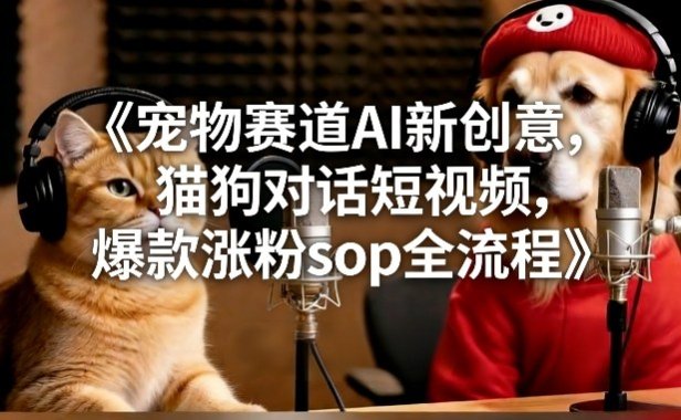 宠物赛道AI新创意,猫狗对话短视频,爆款涨粉sop全流程