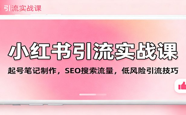 小红书引流实战课:起号笔记制作,SEO搜索流量,低风险引流技巧