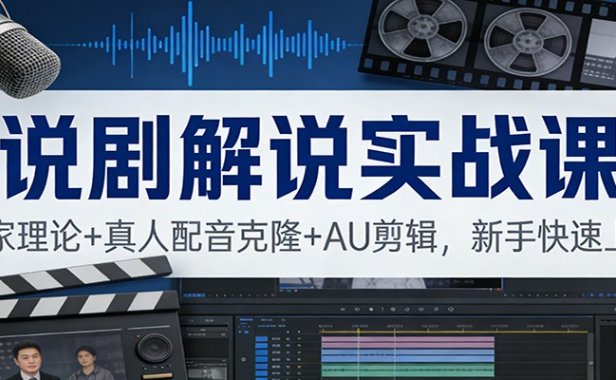 说剧解说实战课:独家理论+真人配音克隆+AU剪辑,新手快速上手