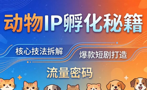 动物IP孵化全套秘籍，三大核心技法拆解，打造爆款萌宠短剧，轻松拿捏赛道流量密码