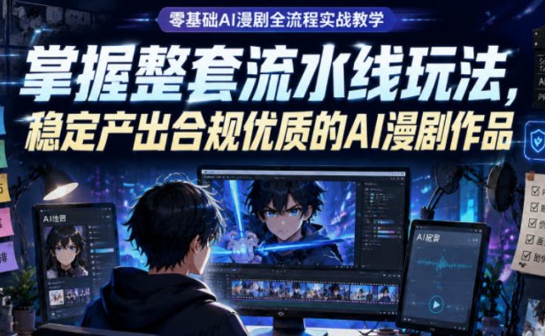 零基础AI漫剧全流程实战教学,掌握整套流水线玩法,稳定产出合规优质的AI漫剧作品