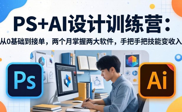 PS+AI设计训练营：从0基础到接单，两个月掌握两大软件，手把手把技能变收入