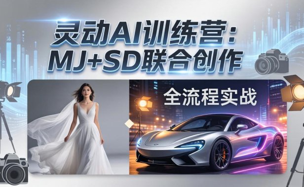 灵动AI训练营-3.0课程:MJ+SD联合创作,从婚纱大片到汽车广告,摄影后期全流程实战