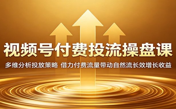 视频号付费投流操盘课:多维分析投放策略,借力付费流量带动自然流长效增长收益